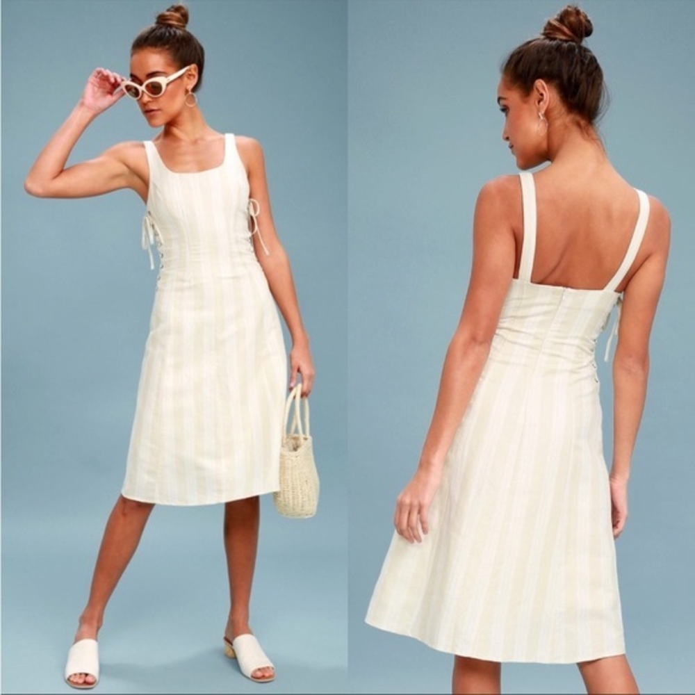 Astr Cream Striped Midi Dress - Picture 1 of 4